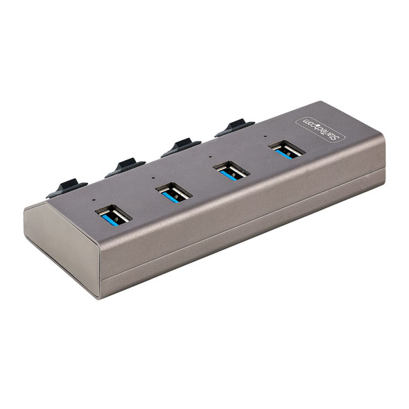 StarTech.com 4-Port Self-Powered USB-C Hub with Individual On/Off Switches, USB 3.0 5Gbps Expansion Hub w/Power Supply, Desktop/Laptop USB-C to USB-A Hub, USB Type C Hub w/BC 1.2 5G4AIBS-USB-HUB-NA 065030893756