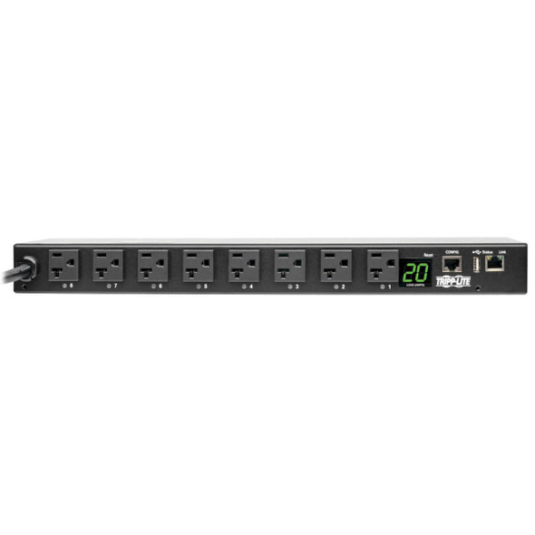 Tripp Lite 1.9kW Single-Phase Switched PDU, LX Platform Interface, 120V Outlets (8 5-15/20R), NEMA L5-20P, 12 ft. Cord, 1U Rack, TAA PDUMH20NET2LX 037332203281