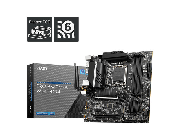 MSI PRO B660M-A WIFI DDR4 motherboard Intel B660 LGA 1700 micro ATX PROB660MAWID4 824142276167