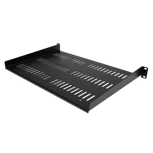 StarTech.com 1U Server Rack Shelf - Universal Vented Rack Mount Cantilever Tray for 19" Network Equipment Rack & Cabinet - Durable Design - Weight Capacity 55lb/25kg - 12" Deep Shelf, Black SHELF-1U-12-FIXED-V 065030893695
