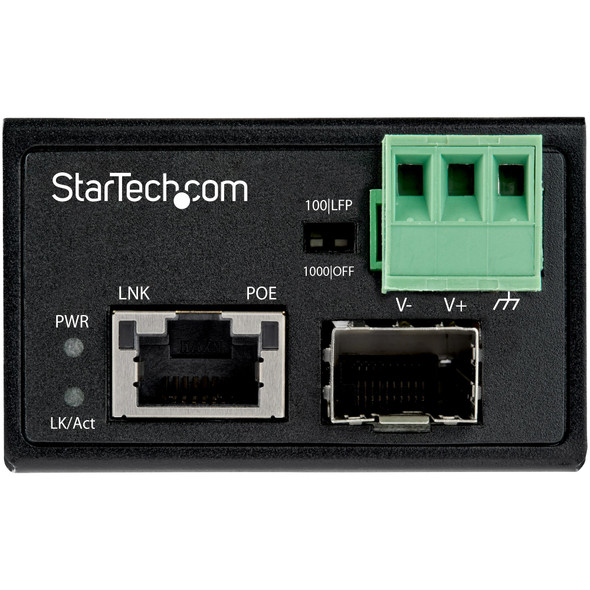 StarTech.com PoE+ Industrial Fiber to Ethernet Media Converter 30W - SFP to RJ45 - Singlemode/Multimode Fiber to Copper Gigabit Ethernet - Mini/Compact Size - IP-30/ -40 to +75C IMC1GSFP30W 065030889575