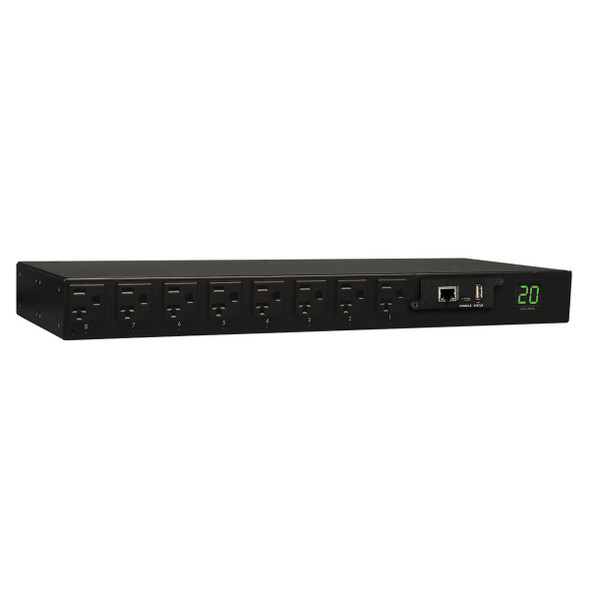 Tripp Lite 1.9kW Single-Phase Switched PDU, 120V Outlets (16 5-15/20R), L5-20P/5-20P input, 12ft Cord, 1U Rack-Mount PDUMH20NET 037332157683