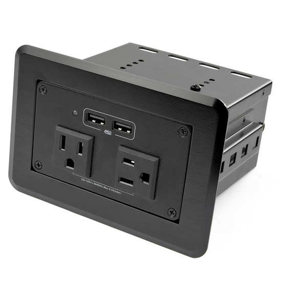 StarTech.com Conference Table Power Center with 2x UL Certified 120V AC Outlets & 2x USB BC 1.2 - Recessed In-Table/Desk Power Strip/Charging Station for Meeting Room/Boardroom/Lab Bench KITBZPOWNA 065030891103