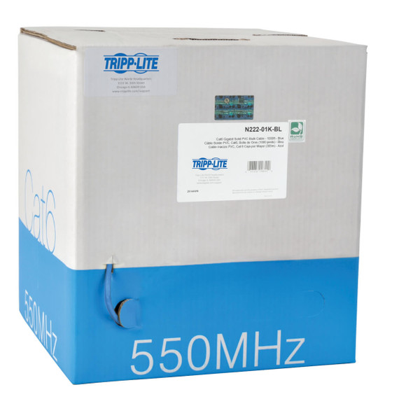 Tripp Lite N222-01K-BL 1000ft Cat6 Gigabit Bulk Solid PVC Cable Blue Retail N222-01K-BL 37332123077
