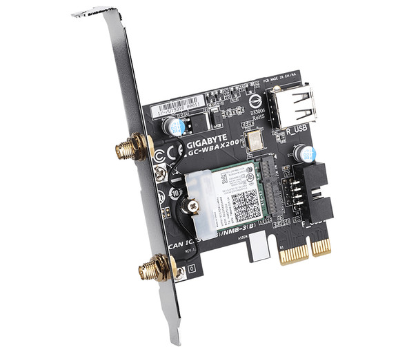 Gigabyte NT GC-WBAX200 BLUETOOTH5 WIFI 6 AX200 MU-MIMO TX RX PCIe card Retail GC-WBAX200 889523018002