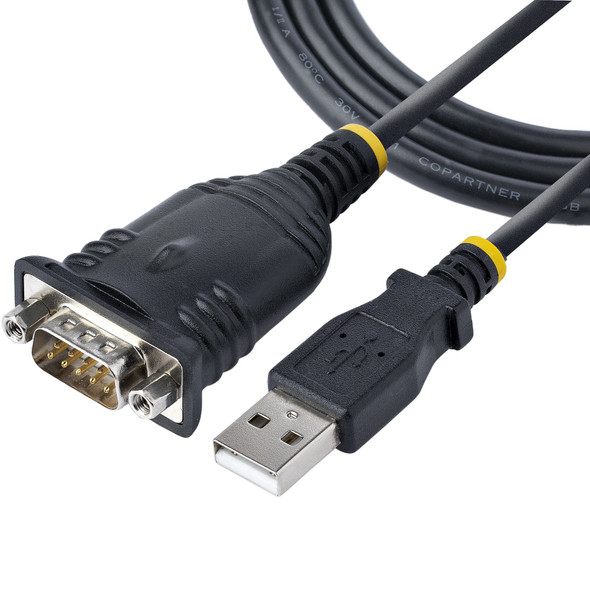 StarTech.com 3ft (1m) USB to Serial Cable, DB9 Male RS232 to USB Converter, Prolific IC, USB to Serial Adapter for PLC/Printer/Scanner/Switch, USB to COM Port Adapter, Windows/Mac 065030894586