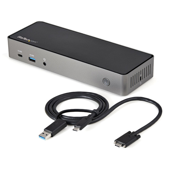 StarTech.com USB-C & USB-A Dock - Hybrid Universal Triple Monitor Laptop Docking Station w/ DisplayPort & HDMI 4K 60Hz - 85W Power Delivery, 6x USB Hub, GbE, Audio - USB 3.1 Gen 2 10Gbps 065030881937