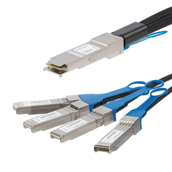 StarTech.com MSA Uncoded Compatible 2m 40G QSFP+ to 4x SFP+ Direct Attach Breakout Cable Twinax - 40GbE QSFP+ to 4x SFP+ Copper DAC 40 Gbps Low Power Passive Transceiver Module DAC 065030875363