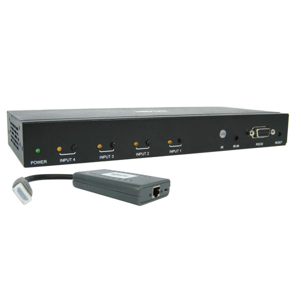 Tripp Lite B320-4X1-HH-K1 4-Port HDMI Switch Kit, 4K 60 Hz, 4 HDMI Inputs to 1 HDMI over Cat6 Extender, 50 ft., TAA 037332256287