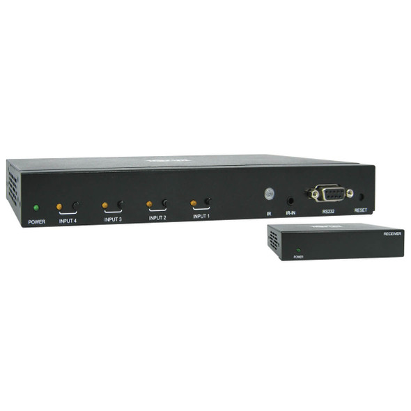 Tripp Lite B320-4X1-HH-K2 4-Port HDMI Switch Kit, 4K 60 Hz, 4 HDMI Inputs to 1 HDMI over Cat6 Extender, 125 ft., TAA 037332256294