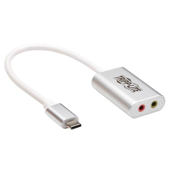 Tripp Lite U437-002 2-Port USB-C to 3.5 mm Stereo Audio Adapter - USB 2.0, Silver 037332213822
