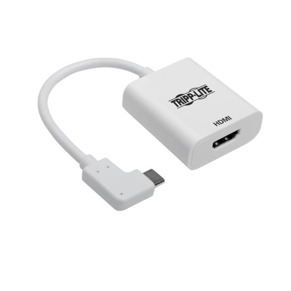 Tripp Lite U444-06N-HD4KRA USB-C to HDMI Adapter (M/F) 4K 60 Hz, HDCP 2.2, Right-Angle USB-C, White 037332214188