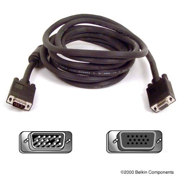 Belkin SVGA Monitor Extension Cable, 10 feet VGA cable 3 m VGA (D-Sub) Black 722868237632