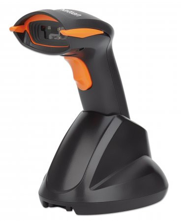 Manhattan Wireless 2D Handheld Barcode Scanner, 250mm Scan Depth, up to 80m effective range (line of sight), Max Ambient Light 100,000 lux (sunlight), Black, Three Year Warranty, Box 179768 766623179768