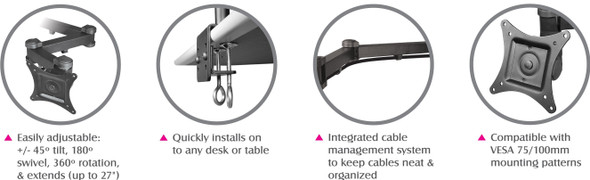 SIIG AC CE-MT0R12-S3 Articulating Triple Monitor Desk Mount 13-27inch Retail