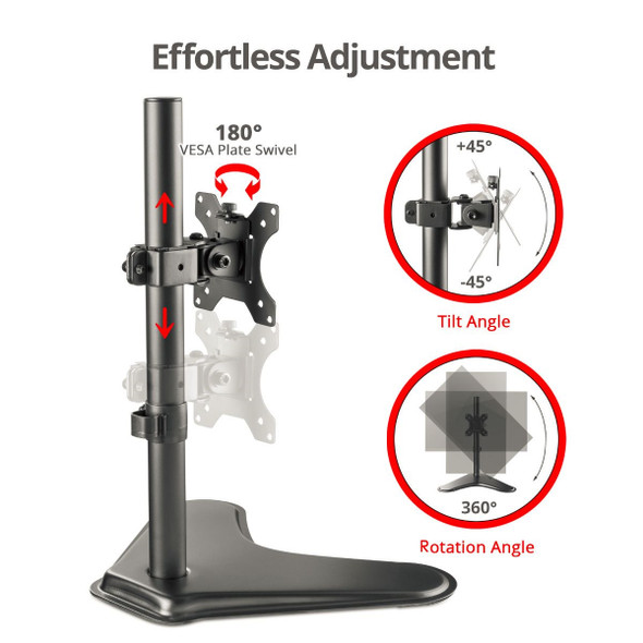 SIIG AC CE-MT3B11-S1 Height Adjustable Single Monitor Desk Stand f 13 to 32