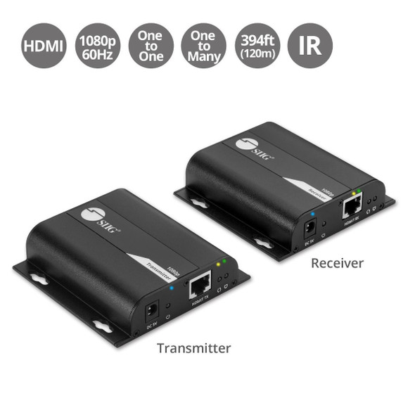 SIIG AC CE-H26T11-S1 HDMI HDbitT Over IP Extender with IR 120m Brown Box