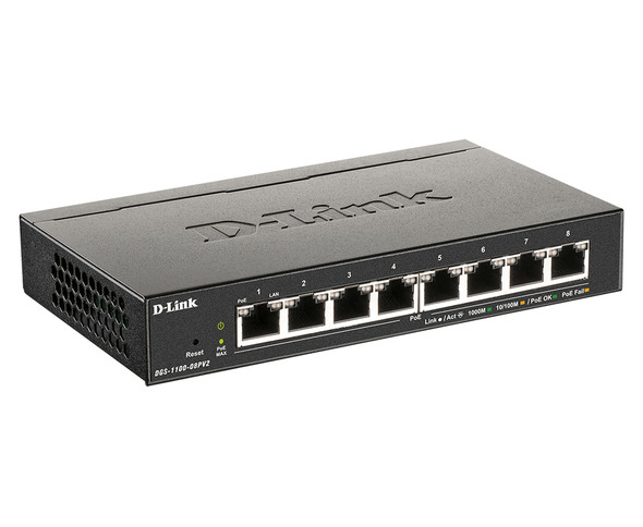 D-Link DGS-1100-08PV2 network switch Managed L2/L3 Gigabit Ethernet (10/100/1000) Power over Ethernet (PoE) Black DGS-1100-08PV2 790069453311