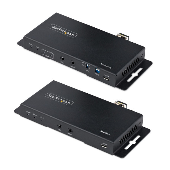 StarTech.com 4K HDMI over Fiber Extender Kit, 4K 60Hz up to 3300ft/1km (Single Mode) or 1000ft/300m (Multimode) LC Fiber Optic, HDR, HDCP, 3.5mm Audio/RS232/IR Extender, Transmitter and Receiver Kit 065030897303