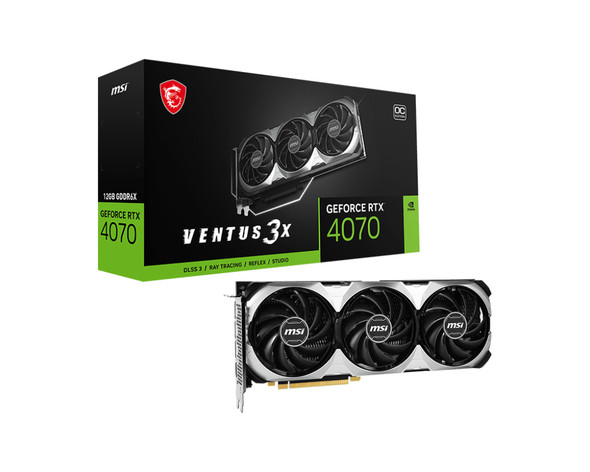 MSI Video Card G4070V3X12C GeForce RTX 4070 VENTUS 3X 12G OC GDDR6X DisplayPortx3/HDMI Retail