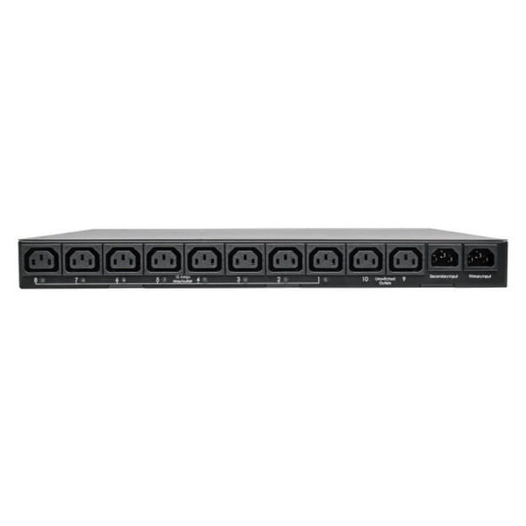 Tripp Lite PDUMH15HVAT 2.4kW Single-Phase Local Metered Automatic Transfer Switch PDU, Two 200-240V C14 Inlets, 10 C13 Outputs, 1U, TAA 037332197900