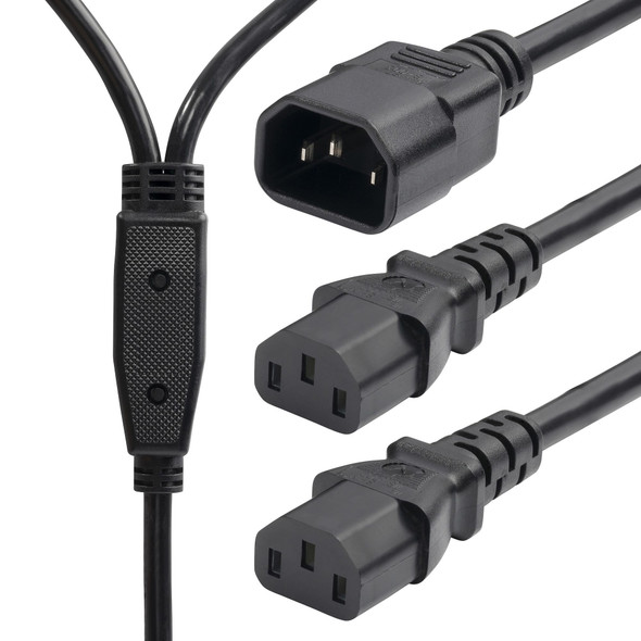 StarTech.com 6ft (1.8m) Power Cord Splitter, IEC 60320 C14 to 2x IEC 60320 C13 AC Power Cable, 10A 250V, 18AWG, AC Power Cord Splitter, PC Power Supply Cable - UL Listed Components 065030901390