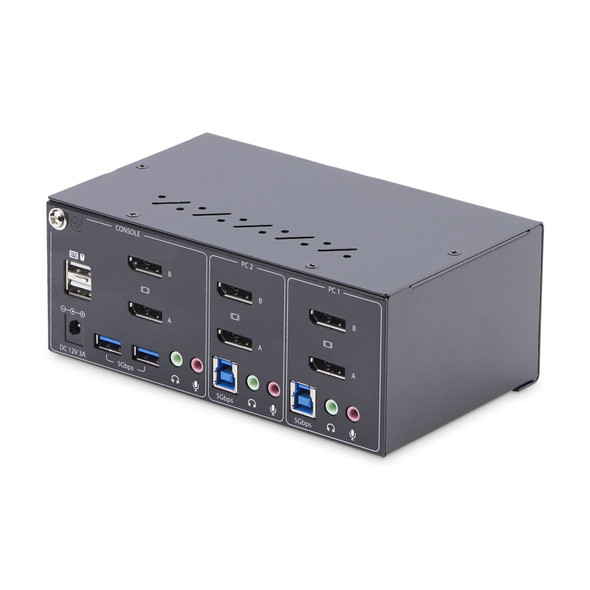 StarTech.com 2-Port Dual-Monitor DisplayPort KVM Switch, 4K 60Hz, 2x USB 5Gbps Hub Ports, 2x USB 2.0 HID Ports, Hotkey and Push-Button Switching, TAA Compliant - ESD Level 3 Protection 065030899505