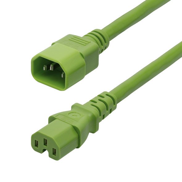 StarTech.com 6ft (1.8m) Heavy Duty PDU Power Cord, IEC 60320 C14 to IEC 60320 C15, 15A 250V, 14AWG, Green PDU Power Cable, C14 to C15 Heavy Gauge AC Power Cord - UL Listed Components 065030901444