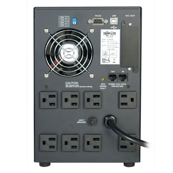 Tripp Lite SmartPro 100/110/120V 1.5kVA 900W Line-Interactive Sine Wave UPS, Tower, SNMP, Webcard, USB, DB9 Serial 037332119896