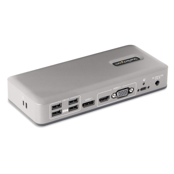 StarTech.com Dual-Monitor USB-C Docking Station, DisplayPort & HDMI or VGA, Multi Monitor Dock up to 4K 60Hz - USB 3.2/3.1 (5Gbps) Type-C Dock - 7x USB Hub, 85W PD, Windows & ChromeOS 65030893985