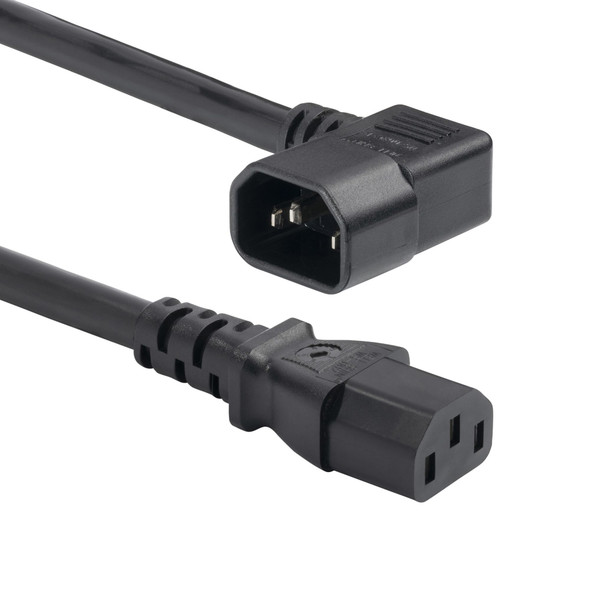 StarTech.com 6ft (1.8m) Heavy Duty Power Cord, Right Angle IEC 60320 C14 to IEC 60320 C13, PDU Power Cord, 15A 250V, 14AWG, Heavy Gauge Power Cable - UL Listed Components 65030901406