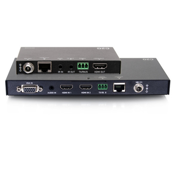 C2G Dual 4K HDMI® HDBaseT + VGA, 3.5mm, and RS232 over Cat Switching Extender Box Transmitter to Ultra-Slim Box Receiver - 4K 60Hz 757120300274 C2G30027