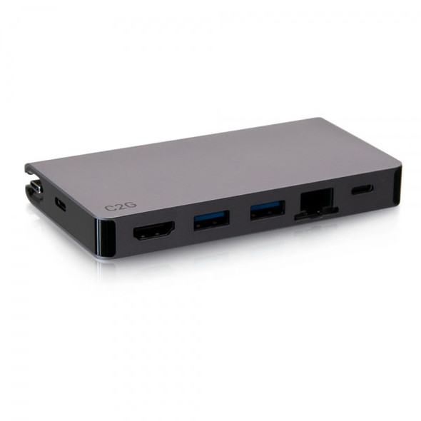 C2G USB-C 5-in-1 Compact Dock with HDMI, 2x USB-A, Ethernet, and USB-C Power Delivery up to 100W - 4K 30Hz 757120544579 C2G54457