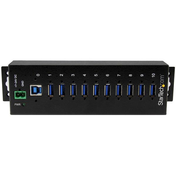 StarTech.com 10-Port Industrial USB 3.0 Hub with ESD & 350W Surge Protection 46359