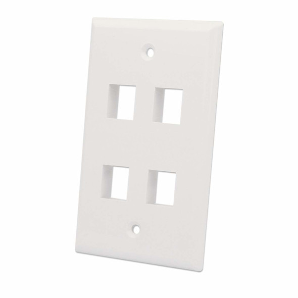 Intellinet 4-Outlet Keystone Wall Plate, Ivory 766623772495