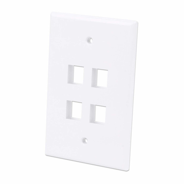 Intellinet 4-Outlet Oversized Keystone Wall Plate, White 766623772549
