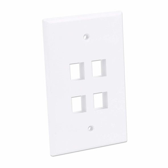 Intellinet 4-Outlet Oversized Keystone Wall Plate, White 766623772549