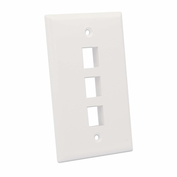 Intellinet 3-Outlet Keystone Wall Plate, Ivory 766623772488