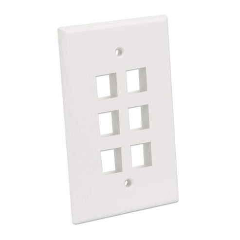 Intellinet 6-Outlet Oversized Keystone Wall Plate, Ivory 766623772600