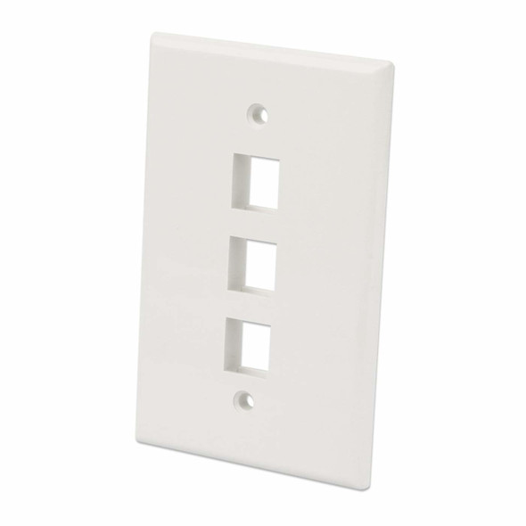 Intellinet 3-Outlet Oversized Keystone Wall Plate, Ivory 766623772587