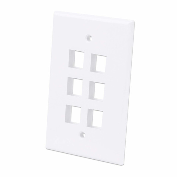 Intellinet 6-Outlet Oversized Keystone Wall Plate, White 766623772556