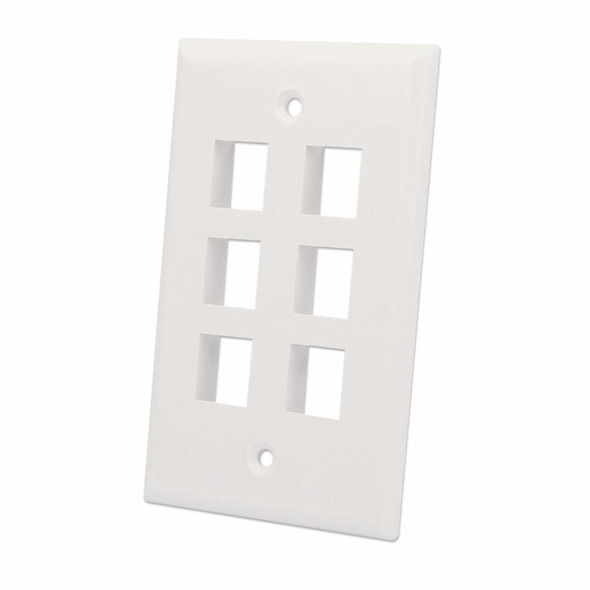 Intellinet 6-Outlet Keystone Wall Plate, Ivory 766623772501