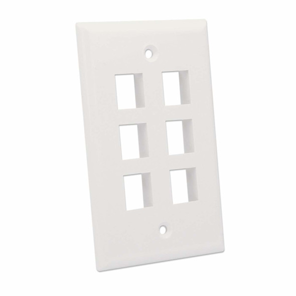 Intellinet 6-Outlet Keystone Wall Plate, Ivory 766623772501