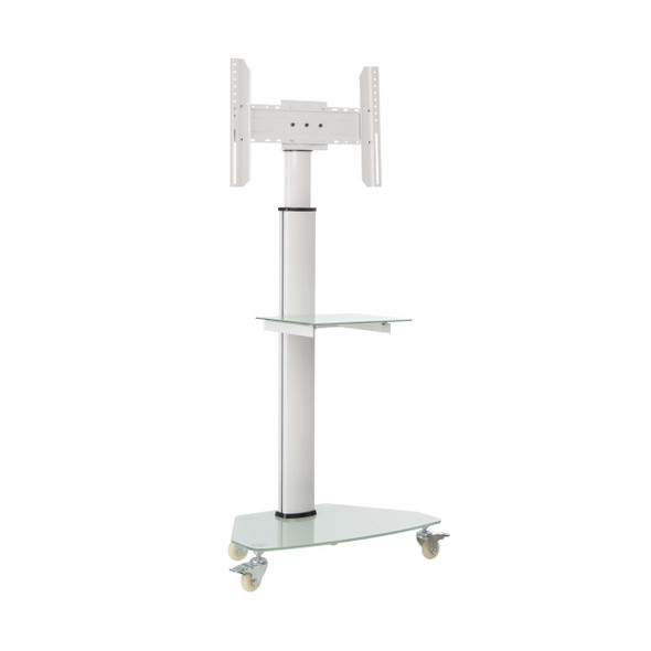 Tripp Lite DMCS3770SG75W Premier Rolling TV Cart for 37” to 70” Displays, Frosted Glass Base and Shelf, Locking Casters, White 10037332275490