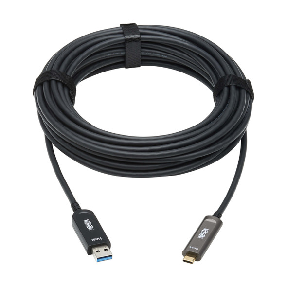 Tripp Lite U428F-10M-D321 USB-A to USB-C AOC Cable (M/M) - USB 3.2 Gen 2 (10Gbps) Plenum-Rated Fiber Active Optical - Data Only, Backward Compatible, Black, 10 m (33 ft.) 037332275028