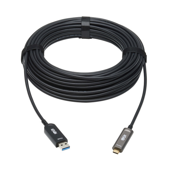 Tripp Lite U428F-10M-D3 USB-A to USB-C AOC Cable (M/M) - USB 3.2 Gen 2 (10Gbps) Plenum-Rated Fiber Active Optical - Data Only, Black, 10 m (33 ft.) 037332275035