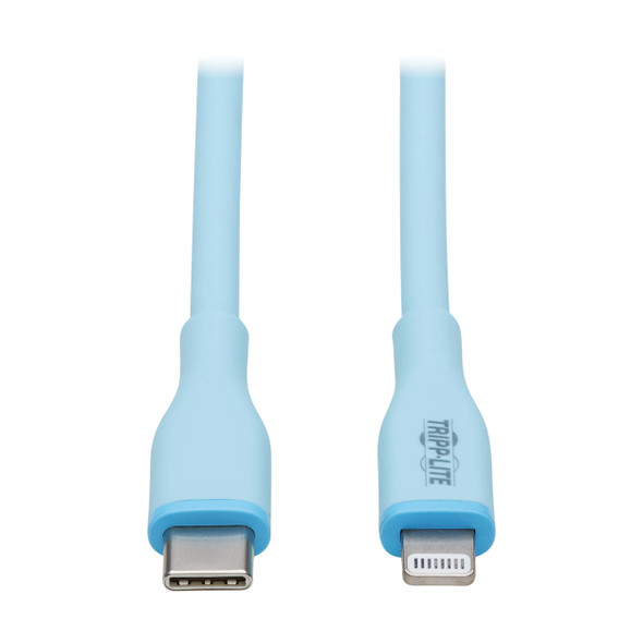 Tripp Lite M102AB-003-S-LB Safe-IT USB-C to Lightning Sync/Charge Antibacterial Cable, Ultra Flexible, MFi Certified - USB 2.0 (M/M), Light Blue, 3 ft. (0.91 m) 037332278272