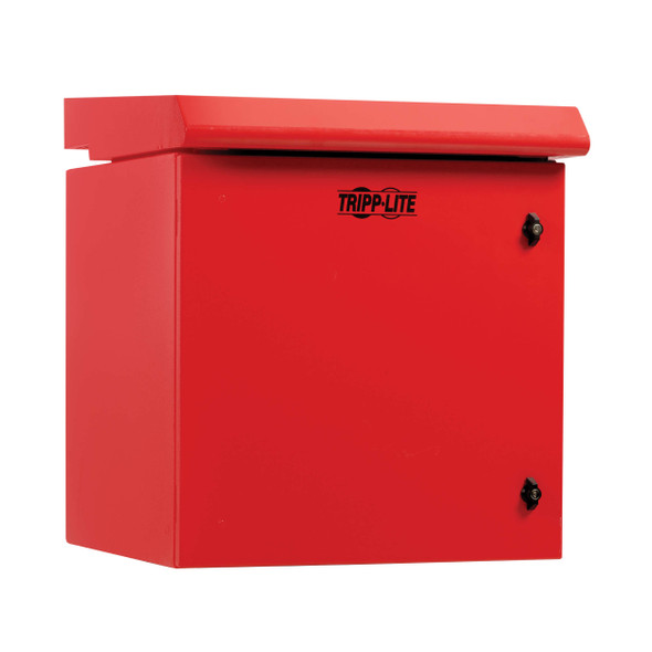 Tripp Lite SmartRack Industrial Enclosure with Lock - NEMA 3R, Wall Mount, Metal Construction, Internal Fans, 23 in. Depth, 12U, Red 037332278036