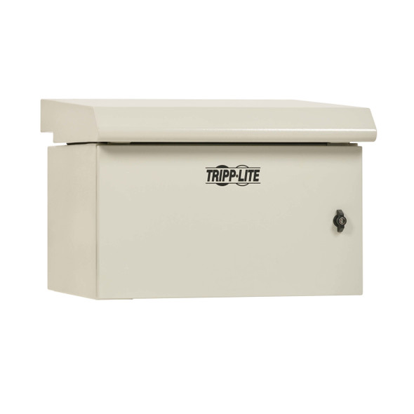 Tripp Lite SmartRack Industrial Enclosure with Lock - NEMA 3R, Wall Mount, Metal Construction, Hinged Back, Internal Fans, 28 in. Depth, 9U, Gray 037332277831