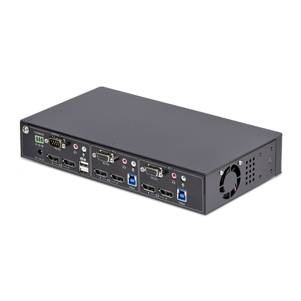 StarTech.com 2-Port Dual-Monitor DisplayPort KVM Switch, RS232 Serial Control, 4K 60Hz, 2x USB 5Gbps Hub Ports, 2x USB 2.0 HID Ports, Hotkey/Pushbutton Switching, TAA Compliant